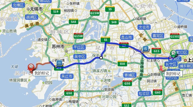 上海至苏州西山路线